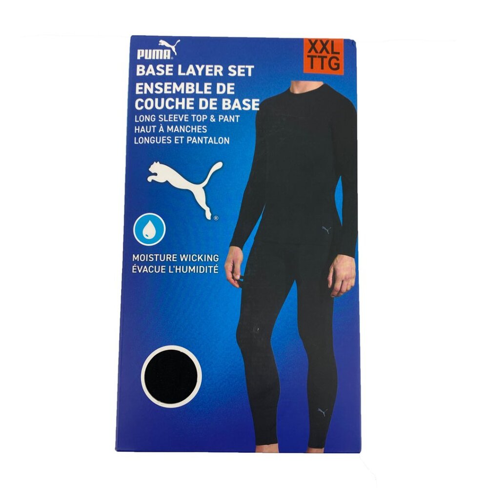 Puma Men's Base Layer Set | Matching Set | Top and Bottom | Black | Size XXLarge